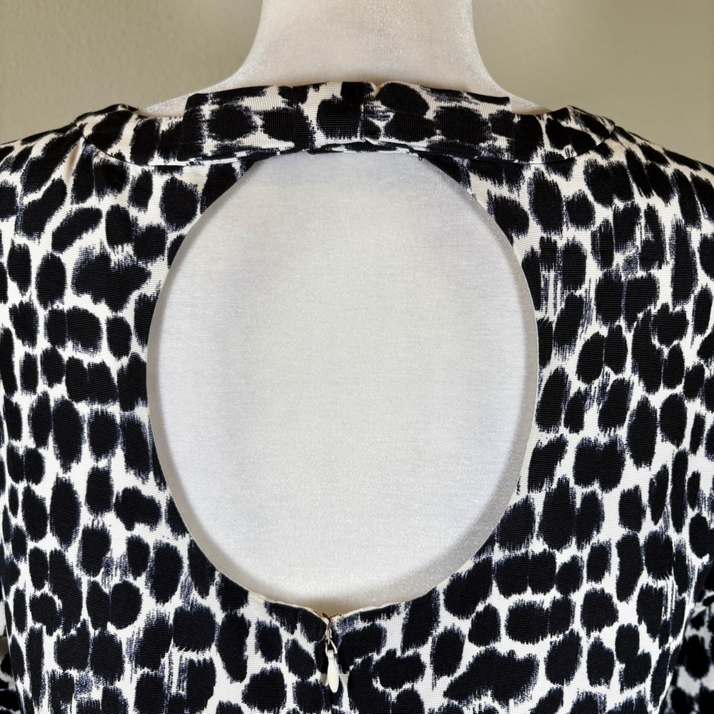 Kate Spade Black and White Patterned Silk Blend Dress Size 12 - Picture 4 of 9